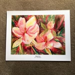 C. Clark Minton Signed Magnolias Flower Art Landscape Giclee Print